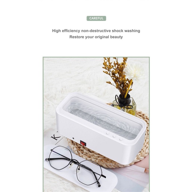Có sẵn Làm Sạch Siêu Âm Máy 45000Hz Rung Tần Số Cao Rửa Rửa Sạch Đồ Trang Sức Kính Xem Rửa Vòng Nhỏ COD