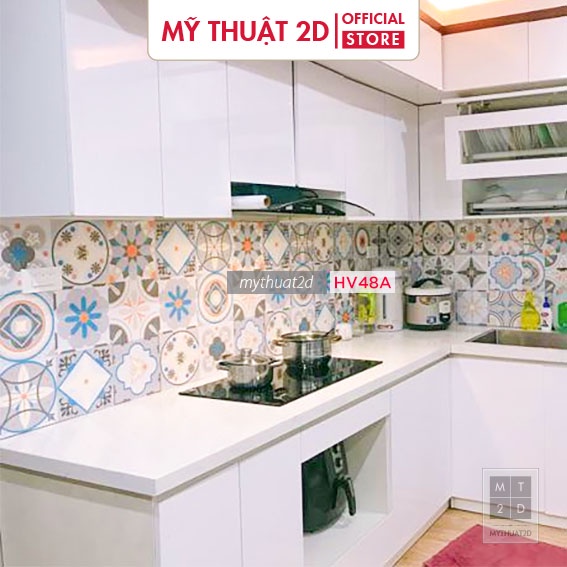 Sét 35 ô Decal gạch bông màu xám trang nhã sang trọng_kt 20x20/ô HV48