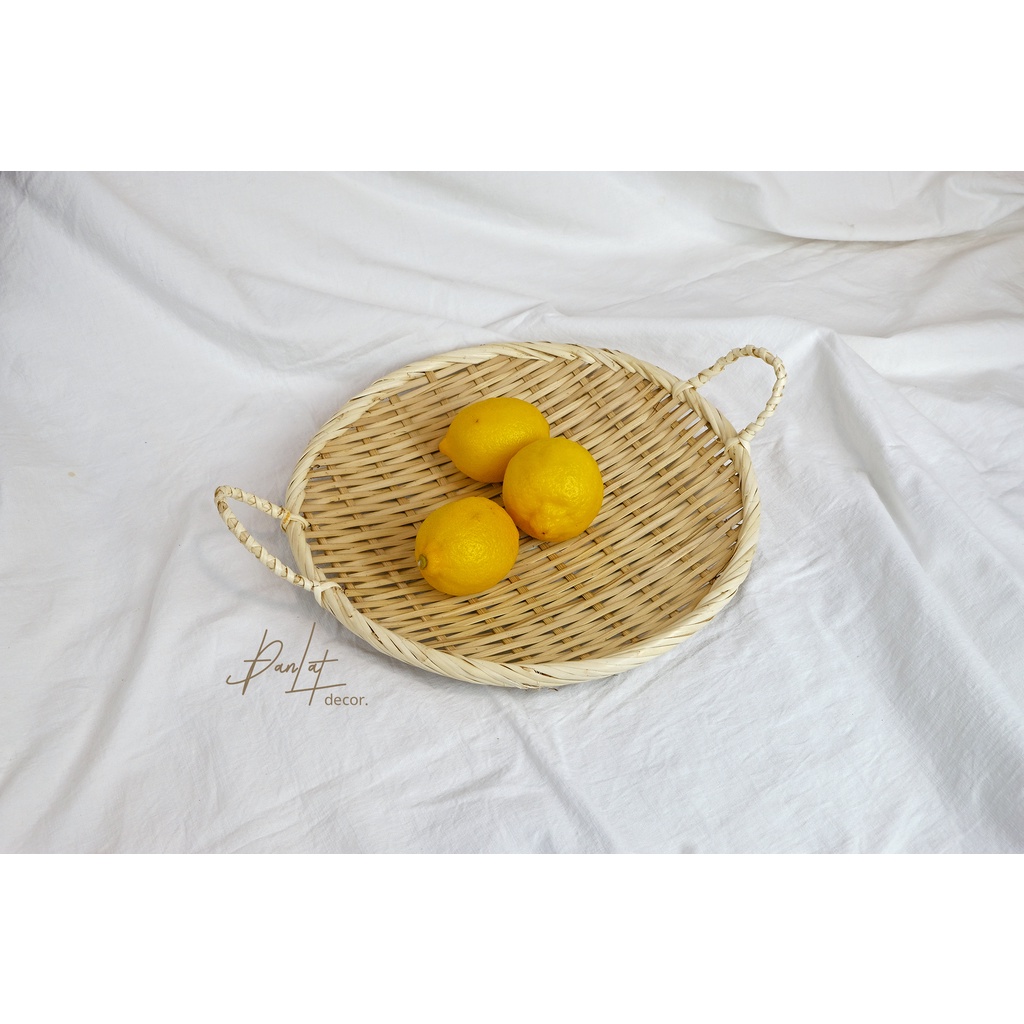 Đĩa, khay, mẹt tre đan mộc phong cách Hàn Quốc size L - Bamboo dish, bamboo strainer