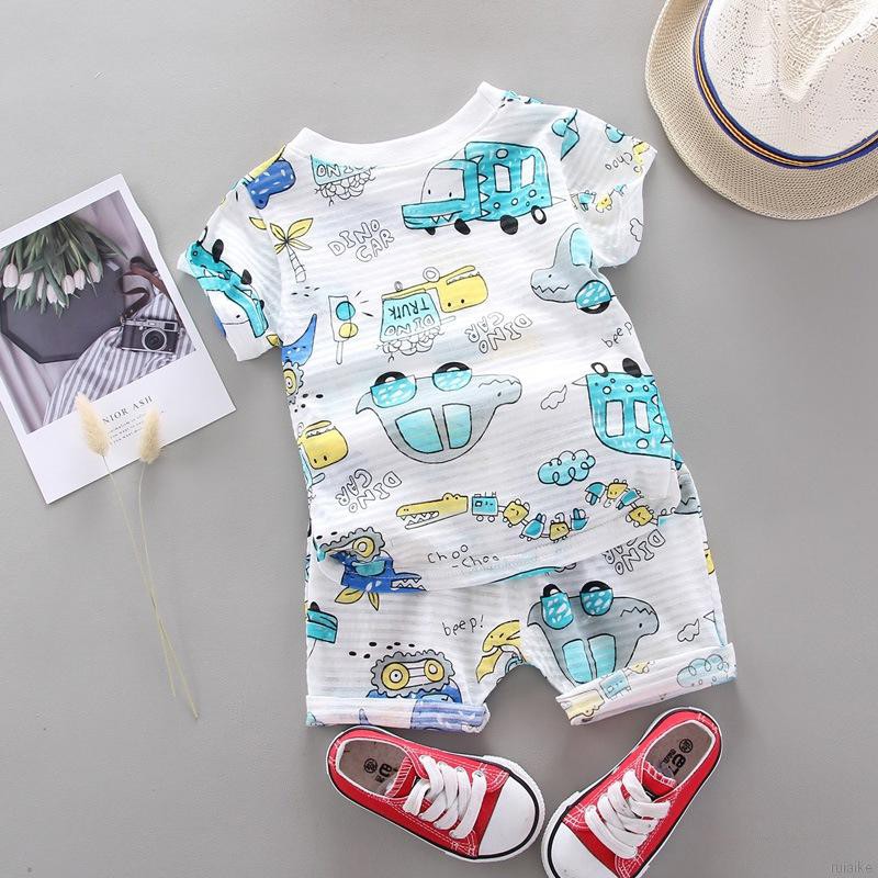 Bộ Pijama Sát Nách In Hình Xe Hơi Cho Bé Trai