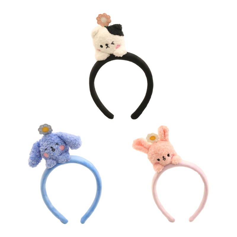 Flgo Băng Đô Cài Tóc Hình Thỏ / Gấu Hoạt Hình Bằng Lông Nhung Dễ Thương Xinh Xắn