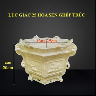 Khuôn đúc chậu cảnh lục giác 25 mẫu hoa sen ghép trúc