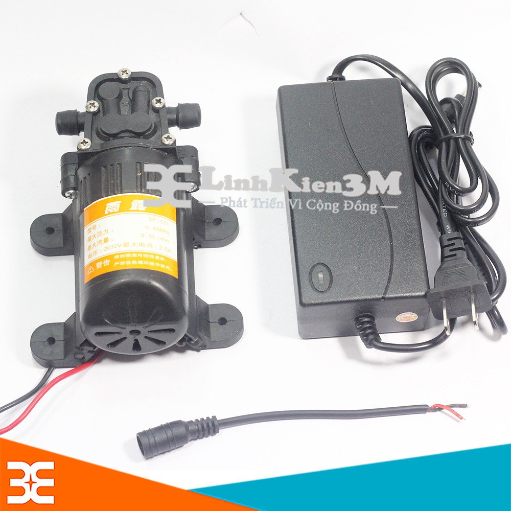 Combo Máy Bơm Mini 0.48Mpa 3.5L/Min Và Nguồn 12V-5A Tặng Kèm Jack Nối Nguồn