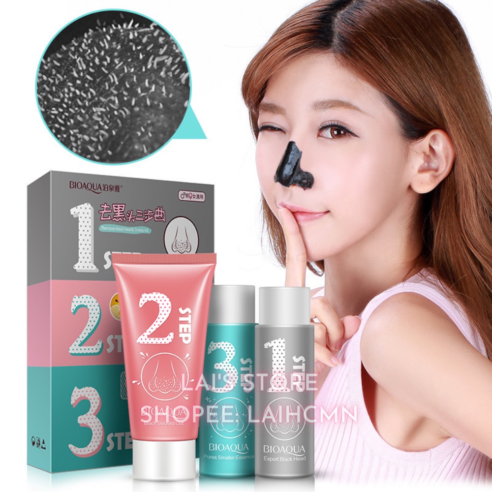 Bộ Lột Mụn 3 Bước Bioaqua Làm Sạch, Mụn Cám, Mụn Đầu Đen, Thu Nhỏ Lỗ Chân Lông Nội Địa Trung - LAI'S STORE