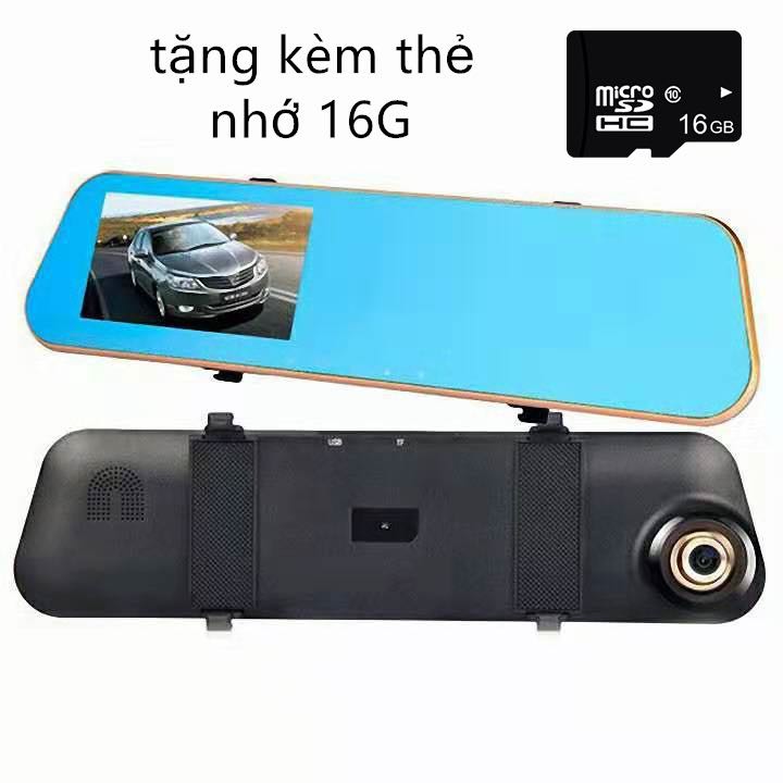 Gương chiếu hậu tích hợp camera hành trình 4,3 inch siêu nét + Tặng kèm thẻ nhớ 16GB