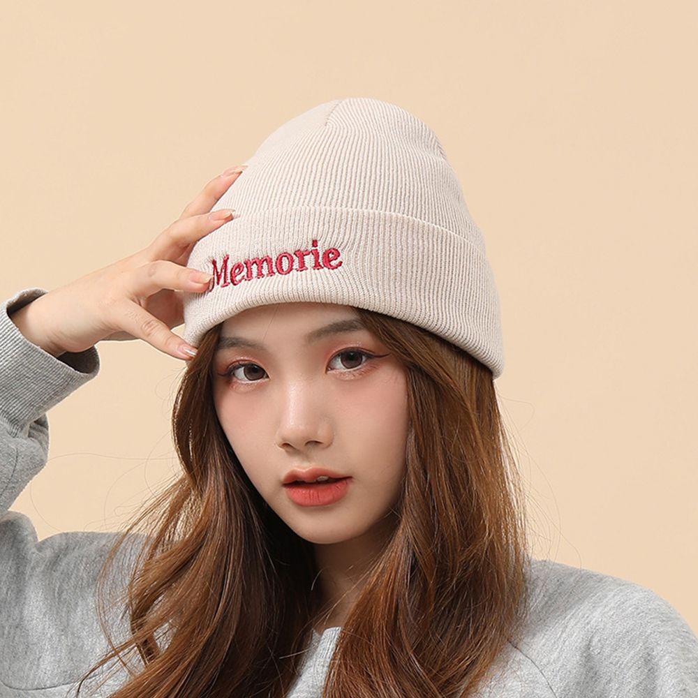SOMEDAYZL Mũ beanie Màu Trơn Thêu Chữ Phong Cách Hip Hop Hàn Quốc