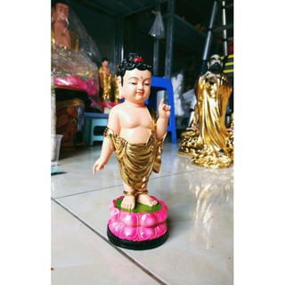 Tượng Phật đản sanh 25cm dát vàng
