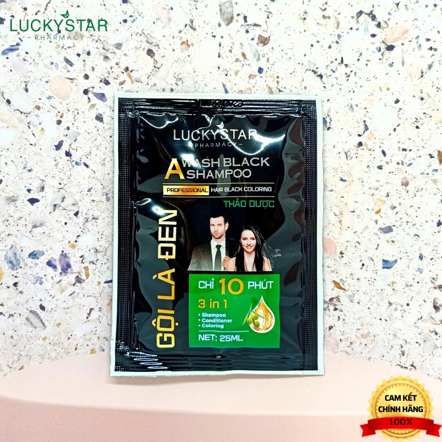 Gội Là Đen Phủ Bạc Thảo Dược Cao Cấp Lucky Star 25ml