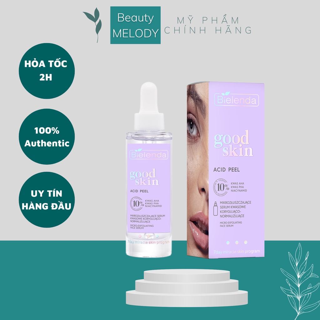 Serum kiềm dầu, sáng da, thu nhỏ lỗ chân lông Bielenda Good Skin Acid Peel Micro-Exfoliating Face Serum 30g