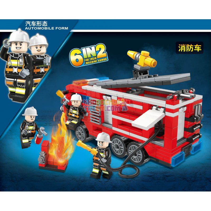 (SALE SHOCK) BỘ LEGO MÔ HÌNH XE CỨU HỎA 6IN1 MÃ 100044