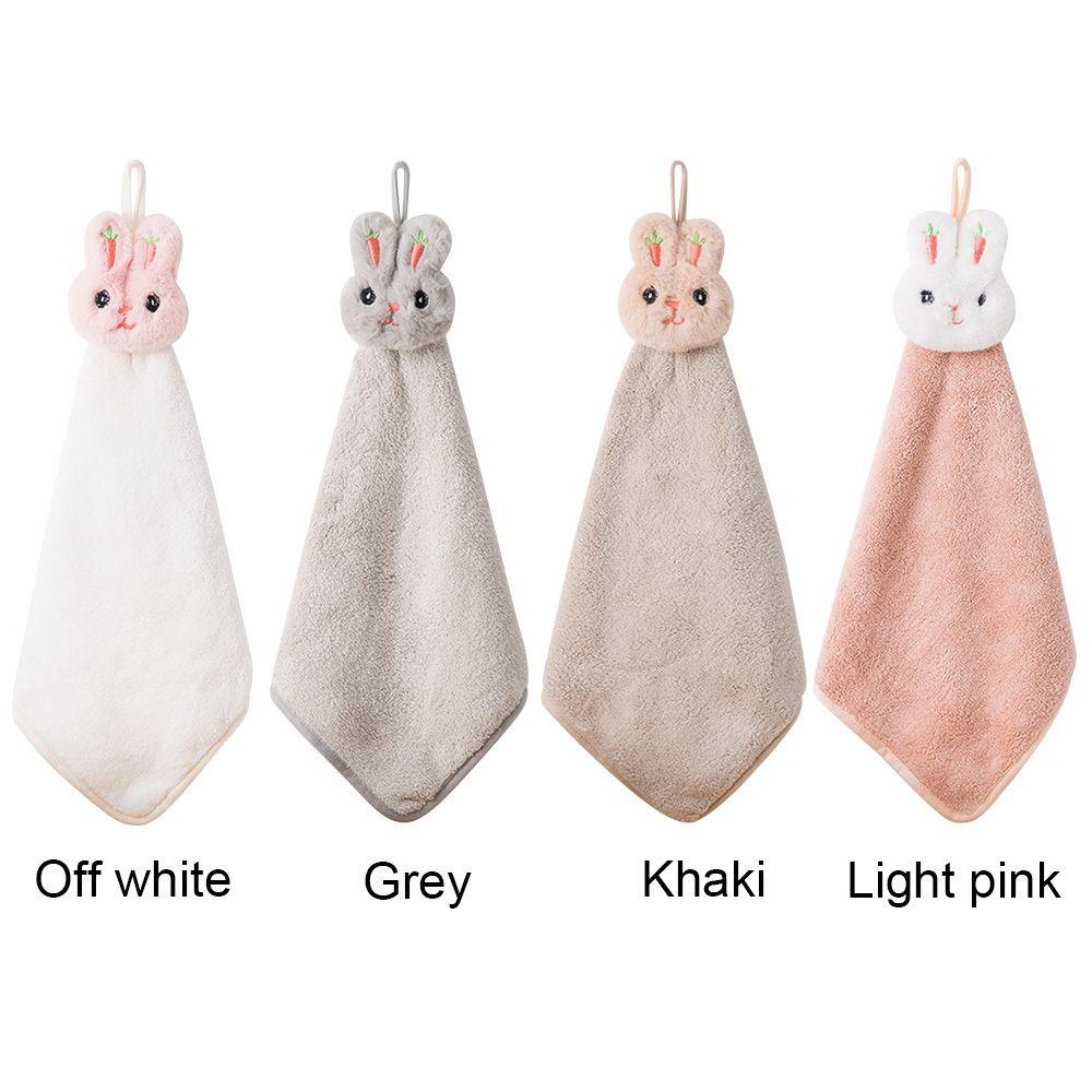 CONOPERY Khăn Lau Tay Vải Nhung San Hô Dày Mềm Mại Thêu Hình Thỏ Cà Rốt Dễ Thương