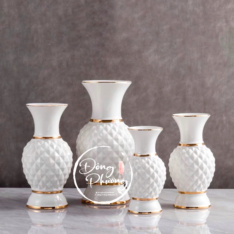 Bộ Đồ Thờ Cúng - Set Đồ Thờ Cúng Gốm Sứ Hoa Hình Kim Cương - Trái Thơm cao cấp