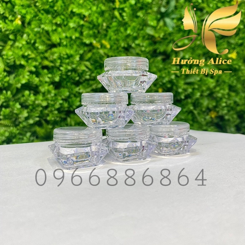 Hũ chiết kem nhựa cứng hình kim cương trong suốt 5g dùng trong SPA và TMV