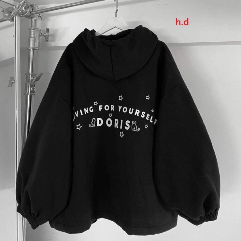 Áo khoác hoodie thu đông dây kéo chun tay form rộng Dorri UlzzangHodie nữ vải nỉ chất đẹp