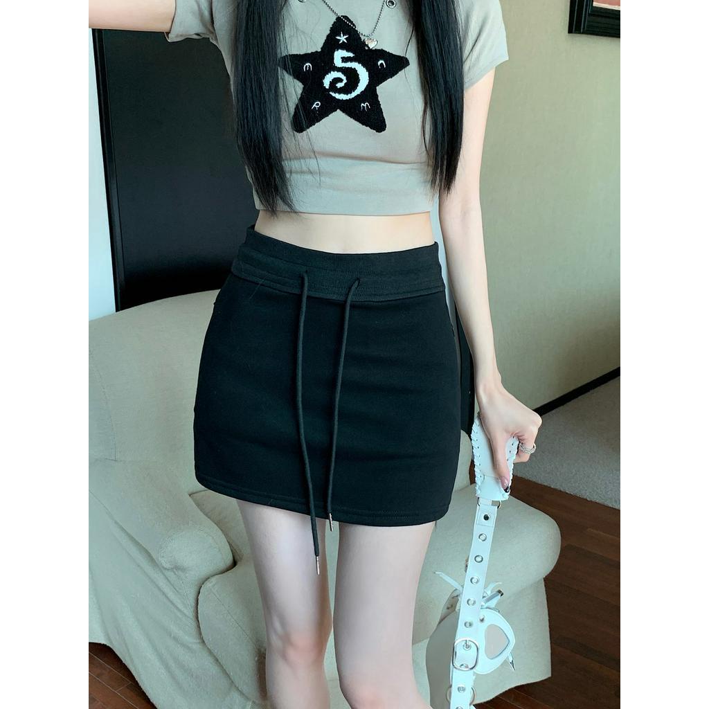 Chân Váy Thể Thao Lưng Cao Co Giãn Tốt Phối Dây Rút Thời Trang Trẻ Trung