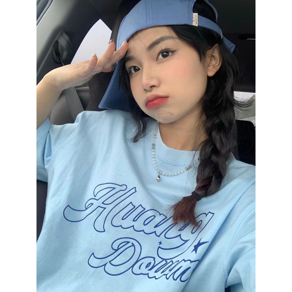 Áo Thun HIIXIIVI T-Shirt Tay Ngắn Cổ Tròn In Hình Hoàng Hôn Thời Trang Mùa Hè Phong Cách Hàn Quốc Dành Cho Nữ 2022