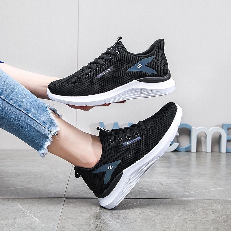 Giày Sneaker Nữ Vải Dệt Thoáng Khí 3 Màu Siêu Đẹp - D21