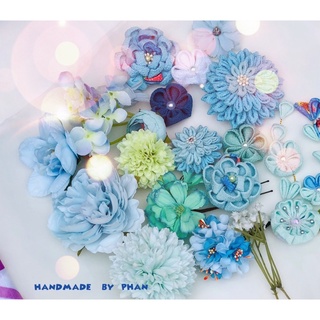 Trâm cài tóc Kanzashi màu xanh dương- tím -trâm cài cổ trang