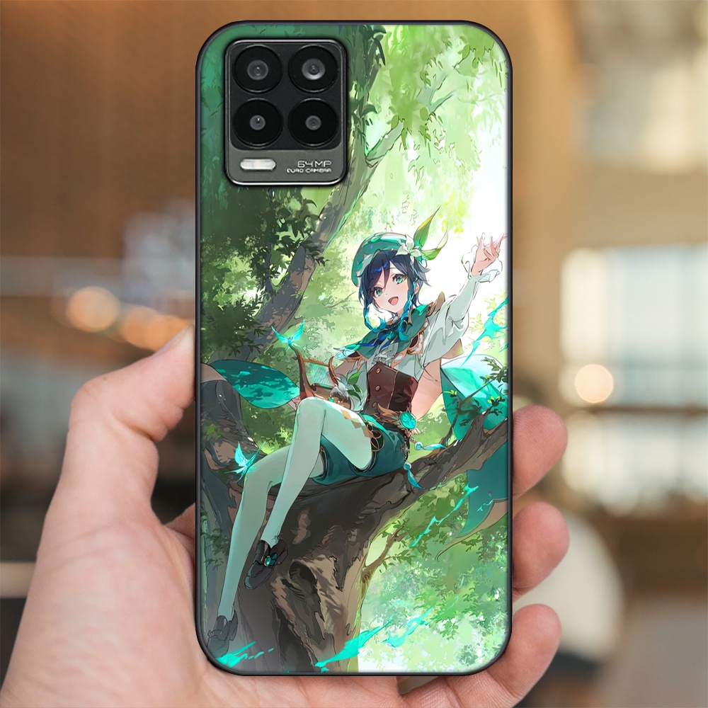 Ốp lưng Realme 8, 8 Pro viền đen in hình Venti Genshin Impact