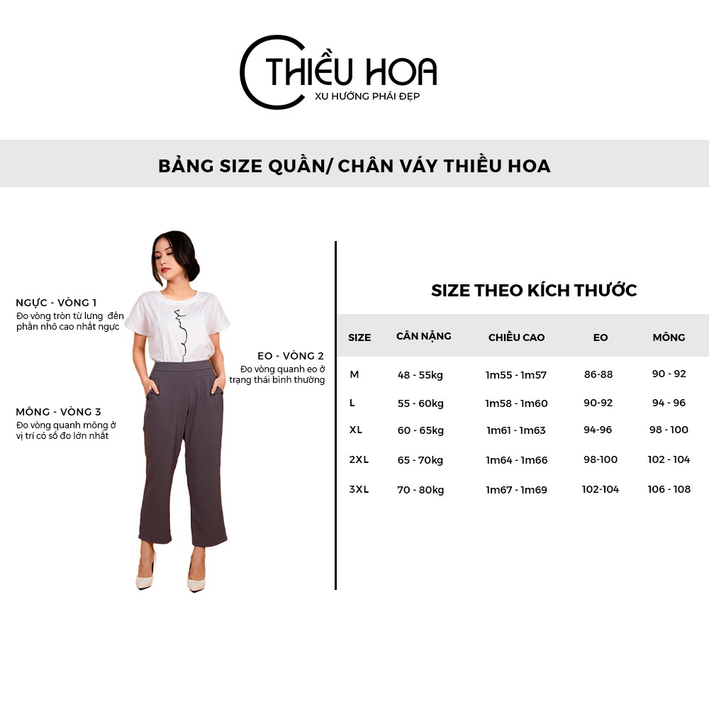 Quần giả váy nữ trung niên đẹp chất Chiffon 2 lớp dày dặn có bo lưng chun sau dễ mặc thương hiệu Thiều Hoa C739