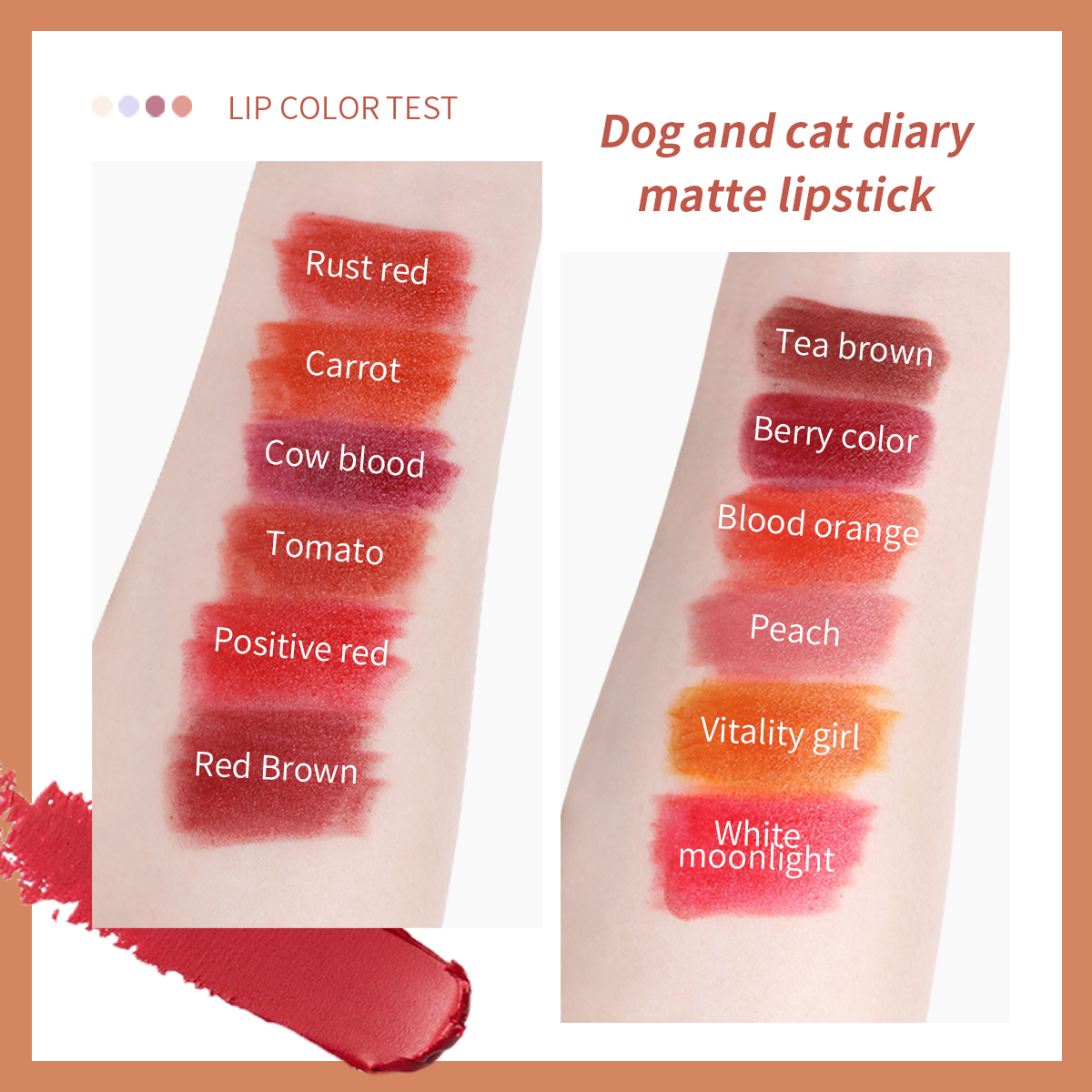 SHELOVES 2 In 1 Double Tube Dog And Cat Diary Matte Lipstick Vitamins Lipstick Waterproof Lipmakeup