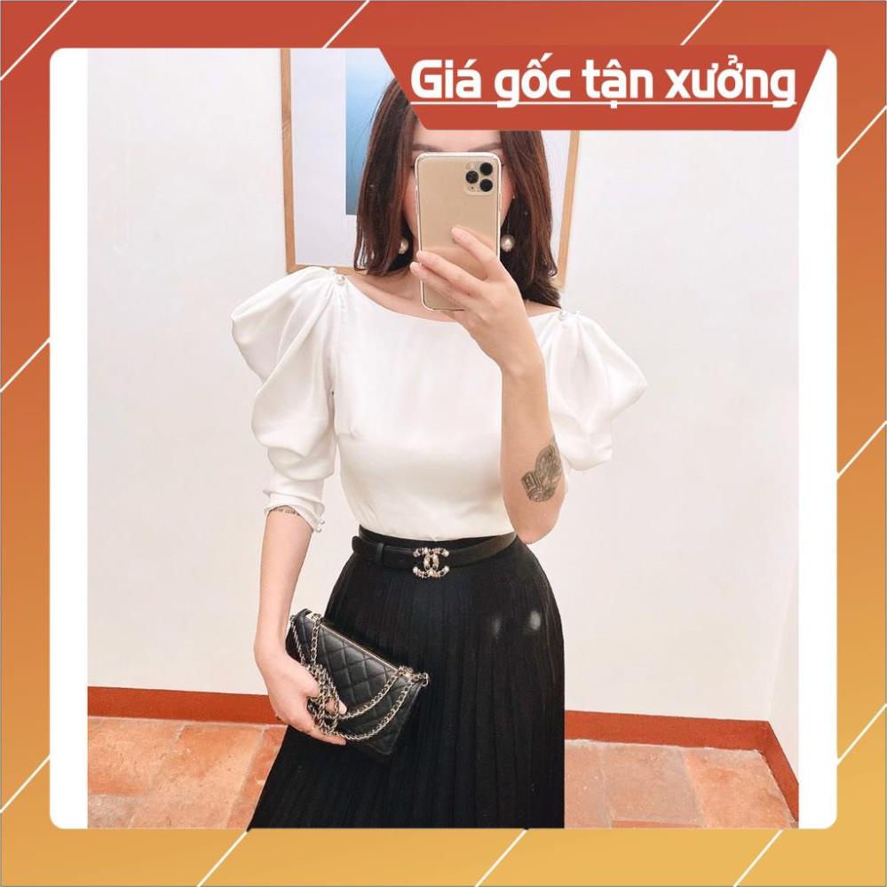 [Hàng Chất Lượng] (Ảnh Thật) Áo Lụa Tay Phồng Vai Đính Châu | BigBuy360 - bigbuy360.vn