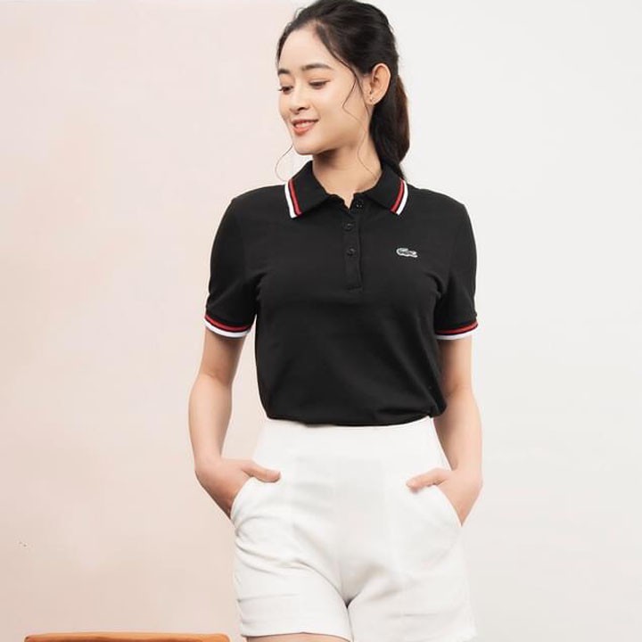 Áo thun polo nữ ngắn tay cổ bẻ phối bo vải thoáng mát hút ấm tốt | BigBuy360 - bigbuy360.vn