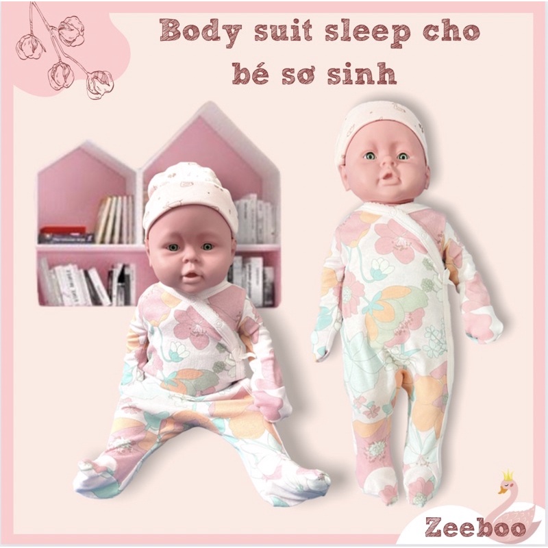Bộ liền thân dễ thương cho bé sơ sinh, Body suit xuất dư  vải cotton mềm mại an toàn cho da bé
