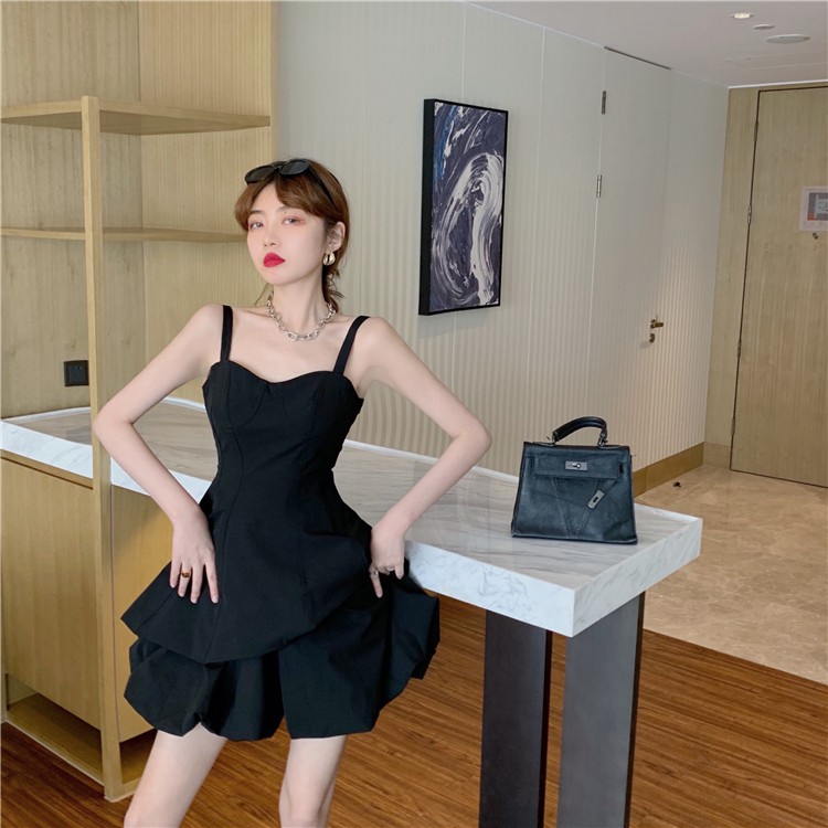 Đầm ulzzang 2 dây cá tính 2 màu đen - trắng