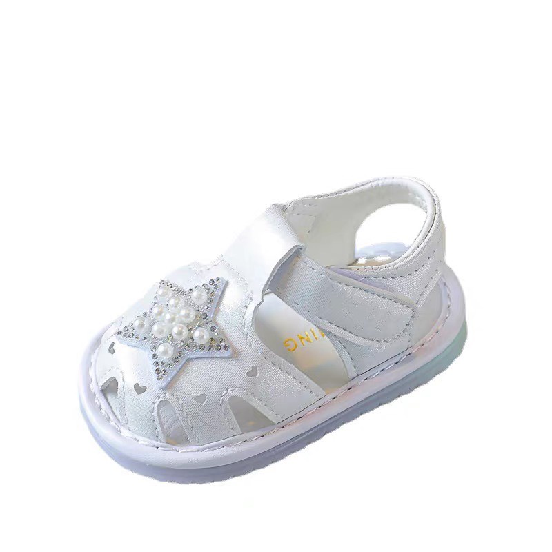 Sandal cho bé gái tập đi có đèn led hình ngôi sao gắn ngọc siêu xinh mã 208