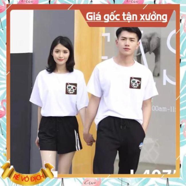 🔥XẢ HÀNG🔥 ÁO ĐÔI - Áo Thun Đôi Tay Ngắn In Hình Con Cún Mặt Xệ Mắt Kính I4075 - LoviCouple - Có FeedBack [SỐC]