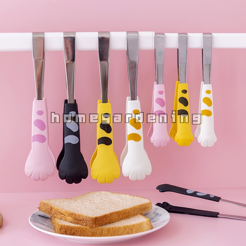 Kẹp Gắp Thức Ăn Bằng Thép Không Gỉ Hình Chân Mèo Hoạt Hình Dễ Thương