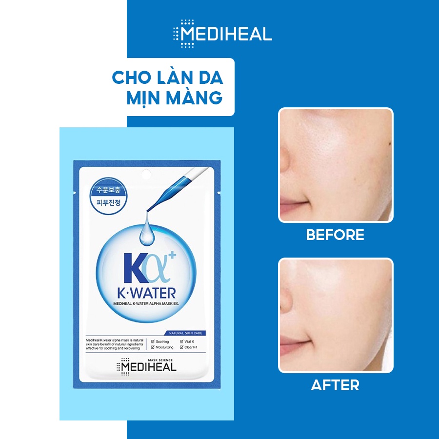 [Nhập mã COSMH22 giảm 8%] Mặt Nạ Cấp Ẩm Sâu Cho Da Mediheal K-water Alpha Mask EX 23ml [K76]