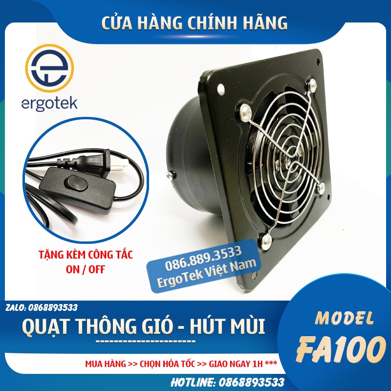 Quạt Hút Thông Gió FD 100 / FA 100 Sức Gió 140 m3/h - Quạt Hút Mùi Nhà Bếp , Nhà Vệ Sinh , Phòng Ngủ - Công Suất 20W