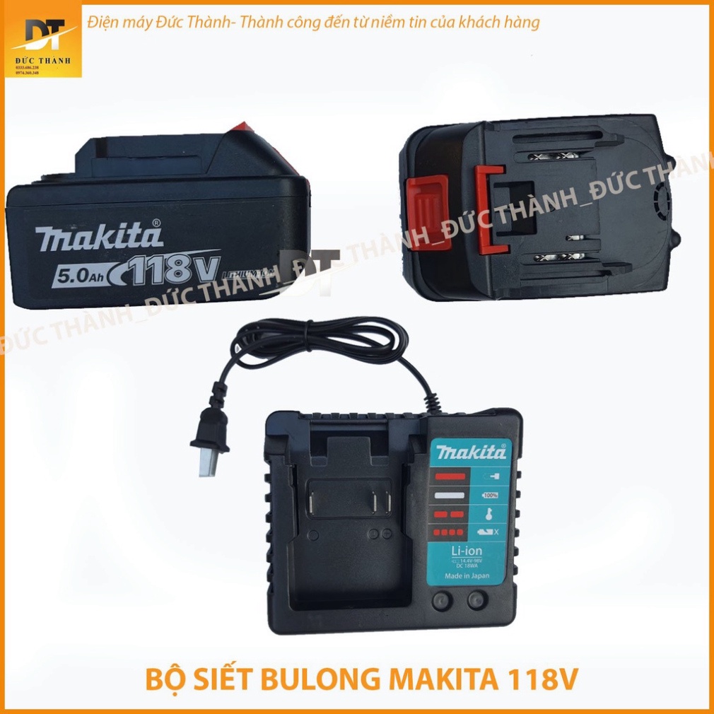 Chính hãng Máy siết Bulong, mở bu lông, vặn vít Makita. 118V 2 Pin không chổi than