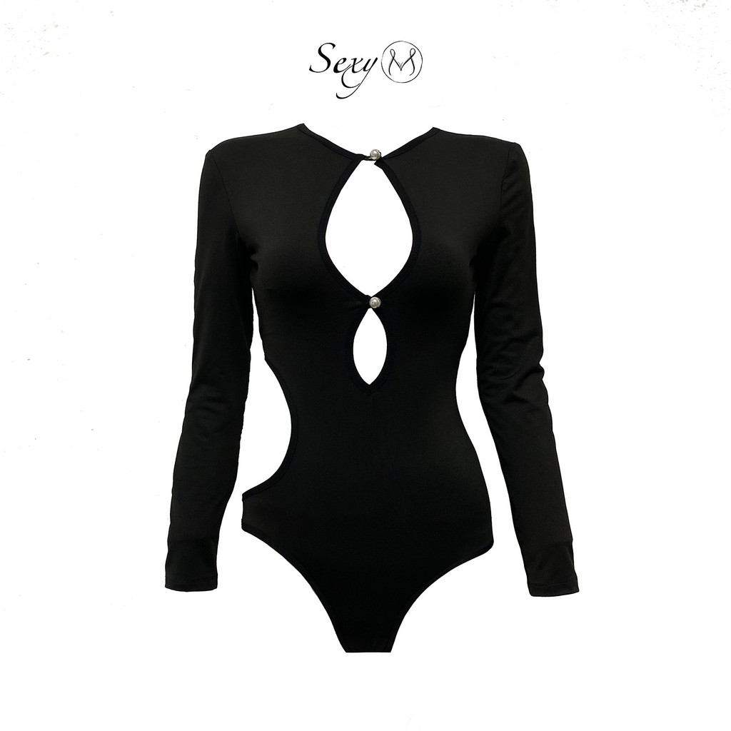 Sexy M Bộ Đồ Bơi Bodysuit Khoét Giọt Lệ Đen B085B