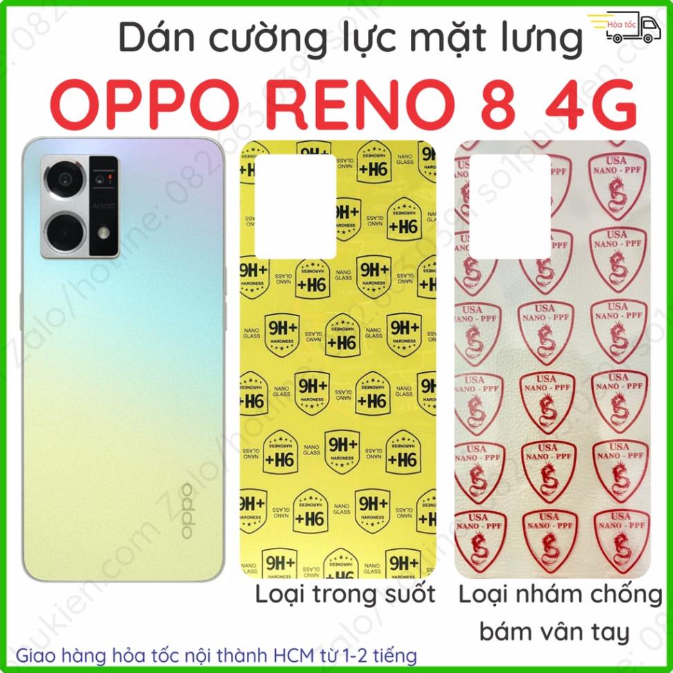 Dán cường lực mặt lưng Oppo Reno 8 5G / Reno 8 4G / Reno 8z 5G nano trong suốt, nhám chống vân tay