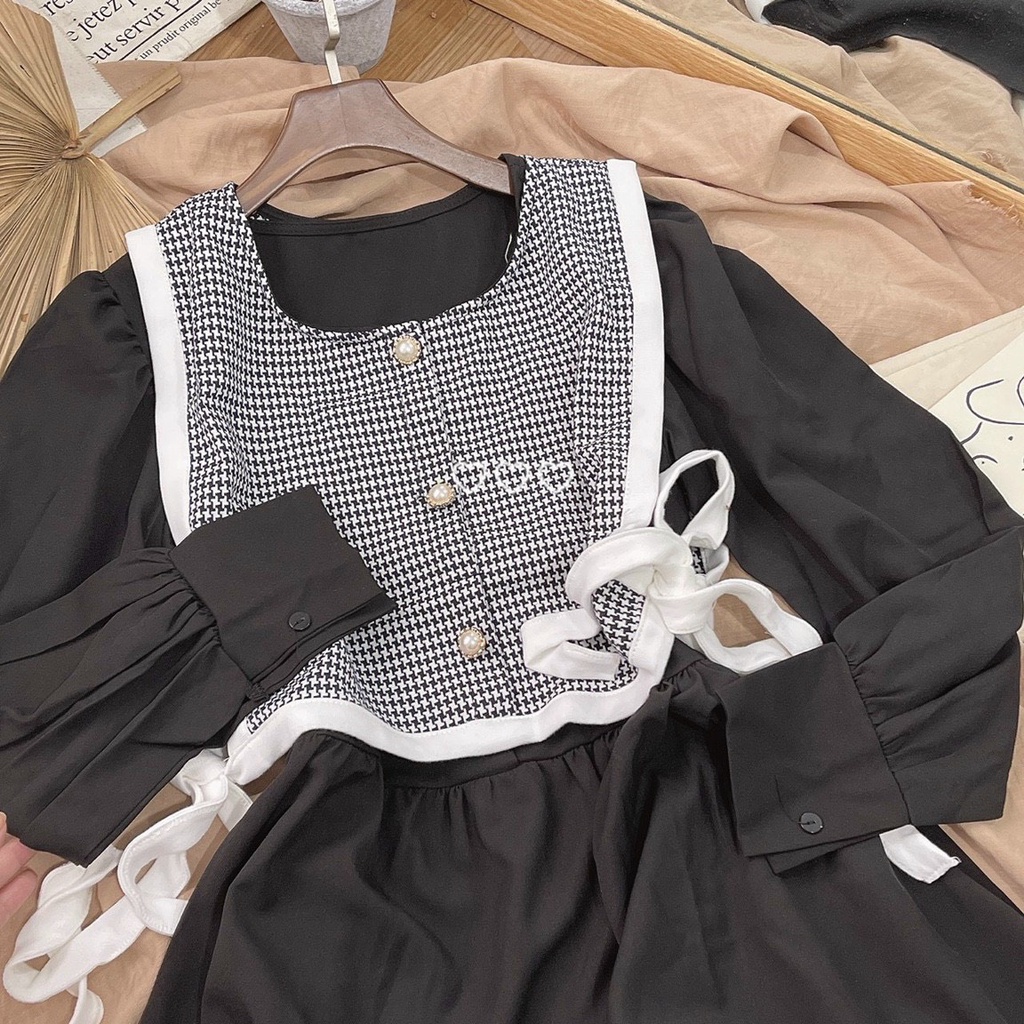 ĐẦM ĐEN BBD PHỐI GILE ZICZAC