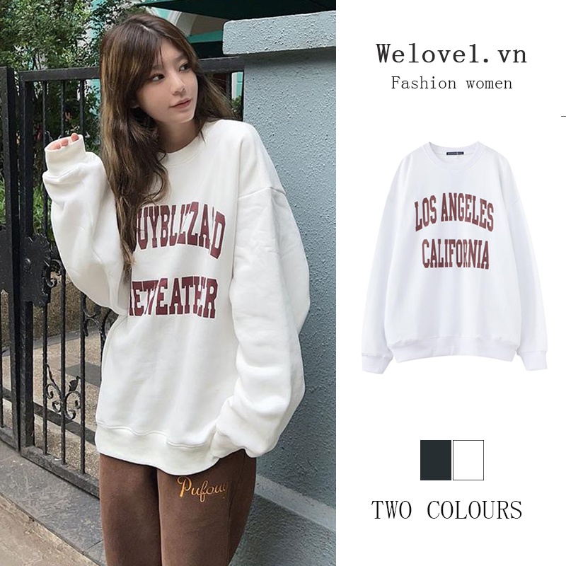 Áo Sweater Tay Dài Cổ Tròn In Chữ Đơn Giản Dễ Thương Phong Cách Hàn Quốc