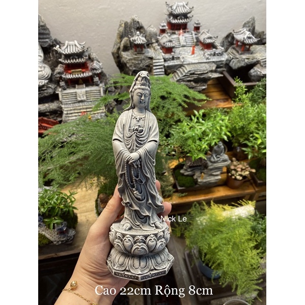 Tượng Quan Âm giả cổ phối tiểu cảnh