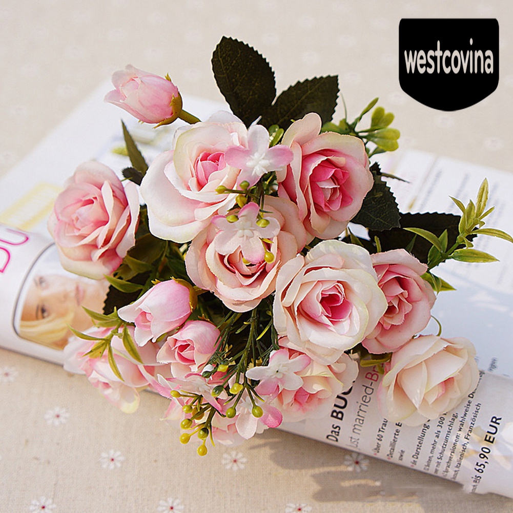 [Hot]☀ 1 Bó Hoa Gồm 10 Bông Hoa Hồng Giả Theo Phong Cách Hoàng Gia Châu Âu