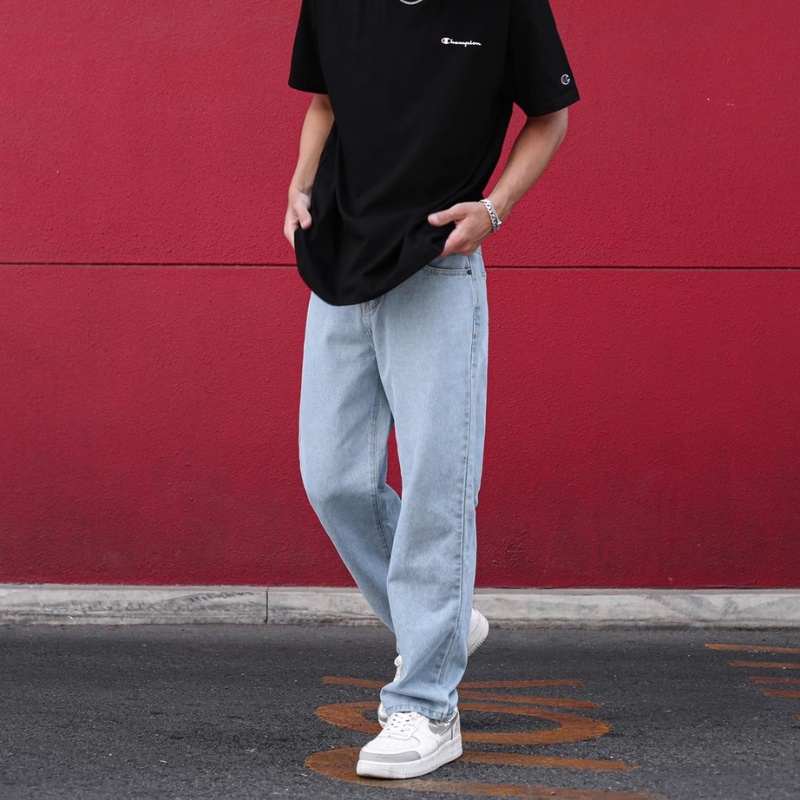 Quần jeans, Jean Baggy nam xanh Sky TR01 ống Suông, rộng style hàn quốc 2021-Trend Clothing!
