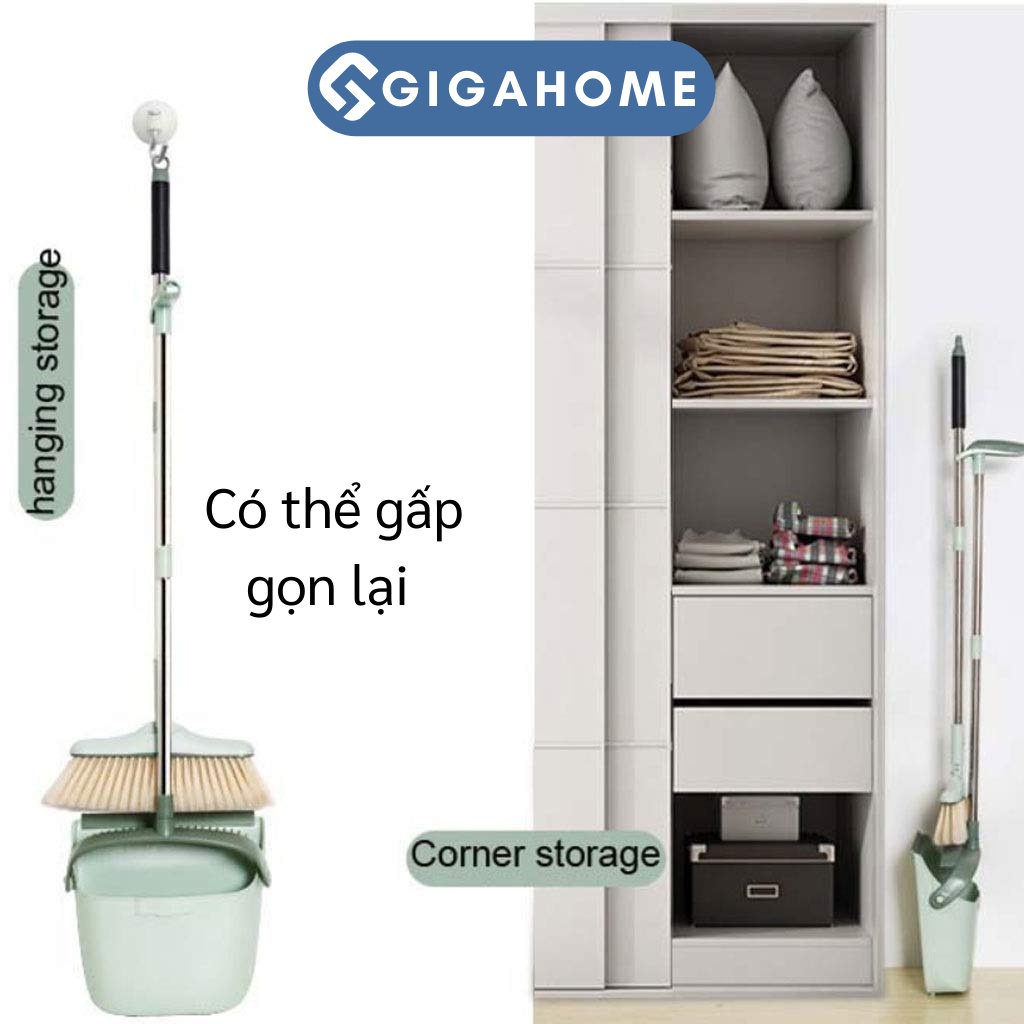 Bộ Chổi Nhựa Quét Nhà Thông Minh Kèm Hót Rác Cán Dài Gấp Gọn GIGAHOME 9021