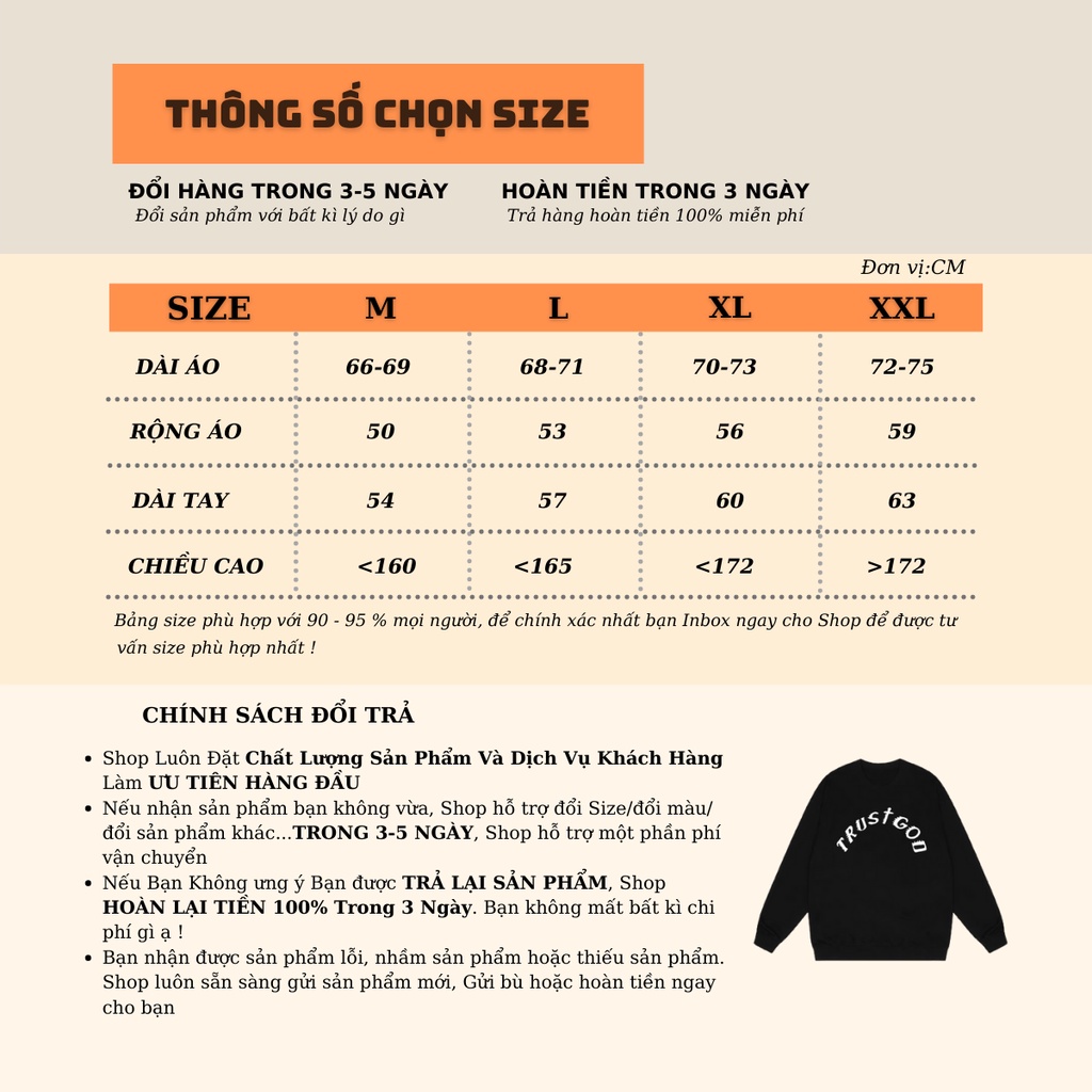 Áo Nỉ Sweater Trust God, Áo Hoodie Chất Nỉ Bông Dày Dặn Form Rộng Phong Cách Basic Stress Style | BigBuy360 - bigbuy360.vn