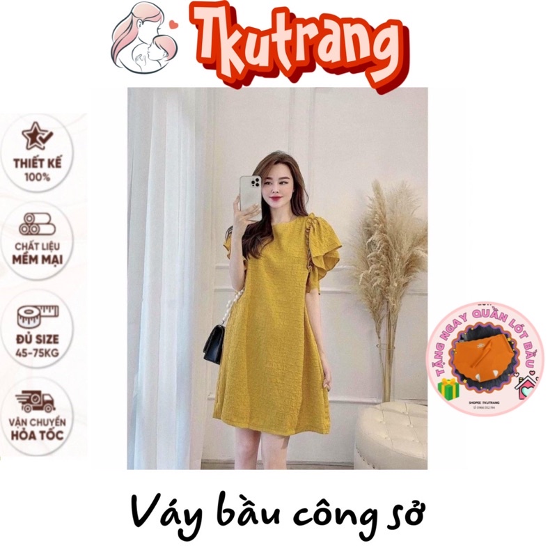 Đầm bầu thiết kế M360 vải xốp thời trang -XMAY ĐỒ BẦU TKUTRANG