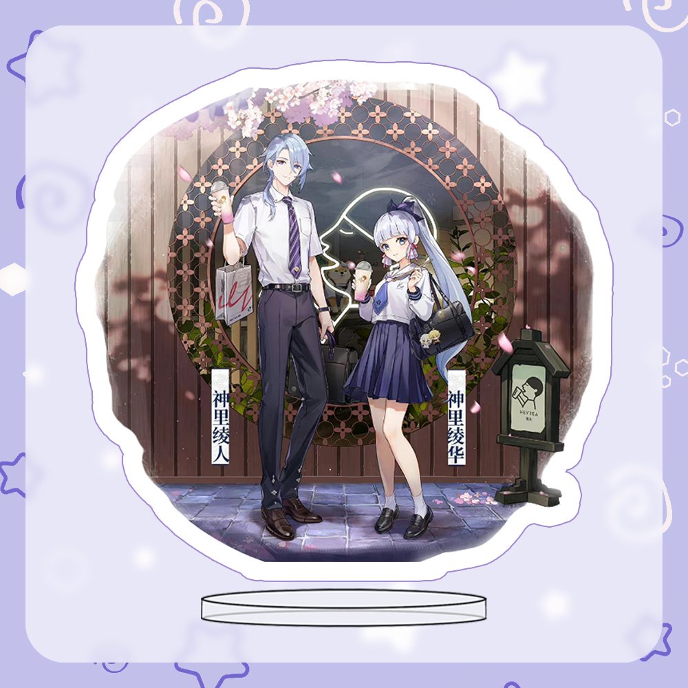 Standee Genshin Bán Trà Sữa anime chibi mô hình trưng bày mica trong acrylic
