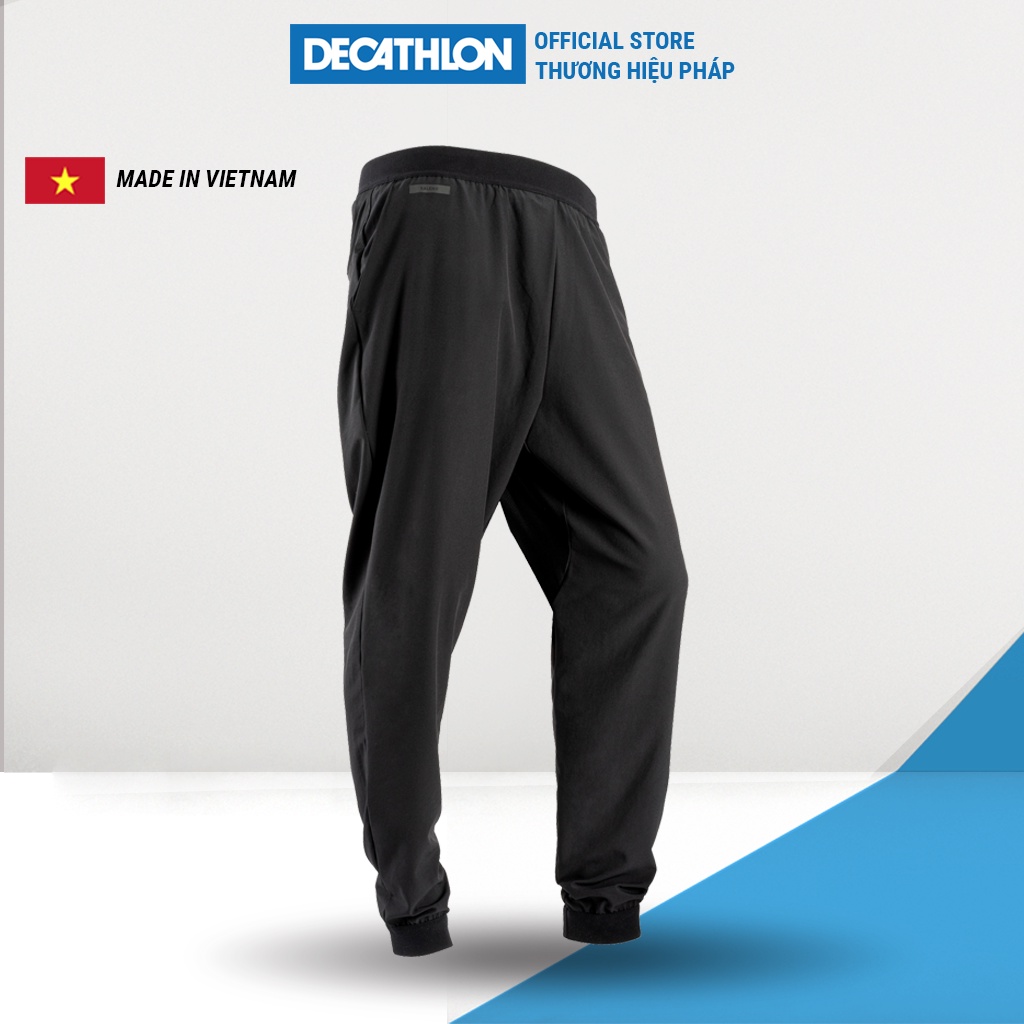 Quần dài chạy bộ cho nam DECATHLON run dry nhanh khô có túi - đen