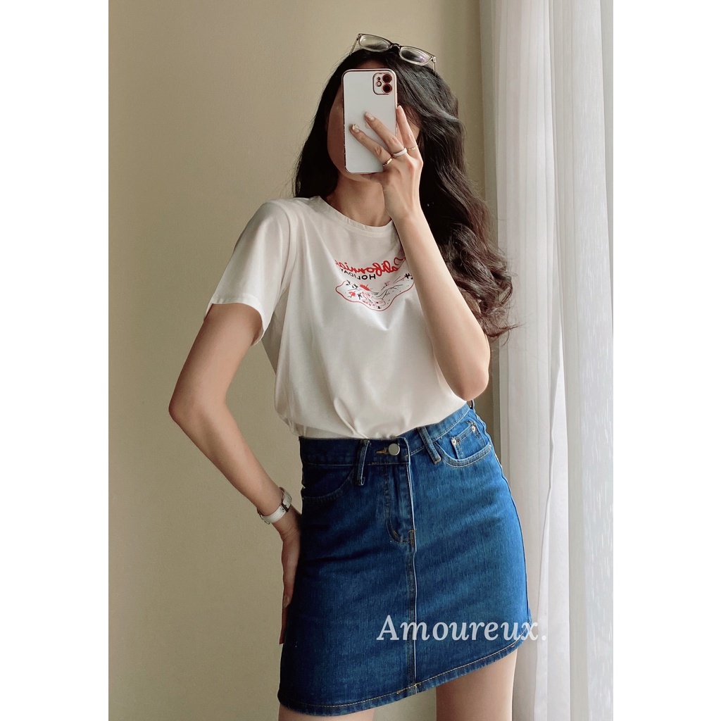 [Amoureux] Áo phông trắng "California" (Ảnh thật)