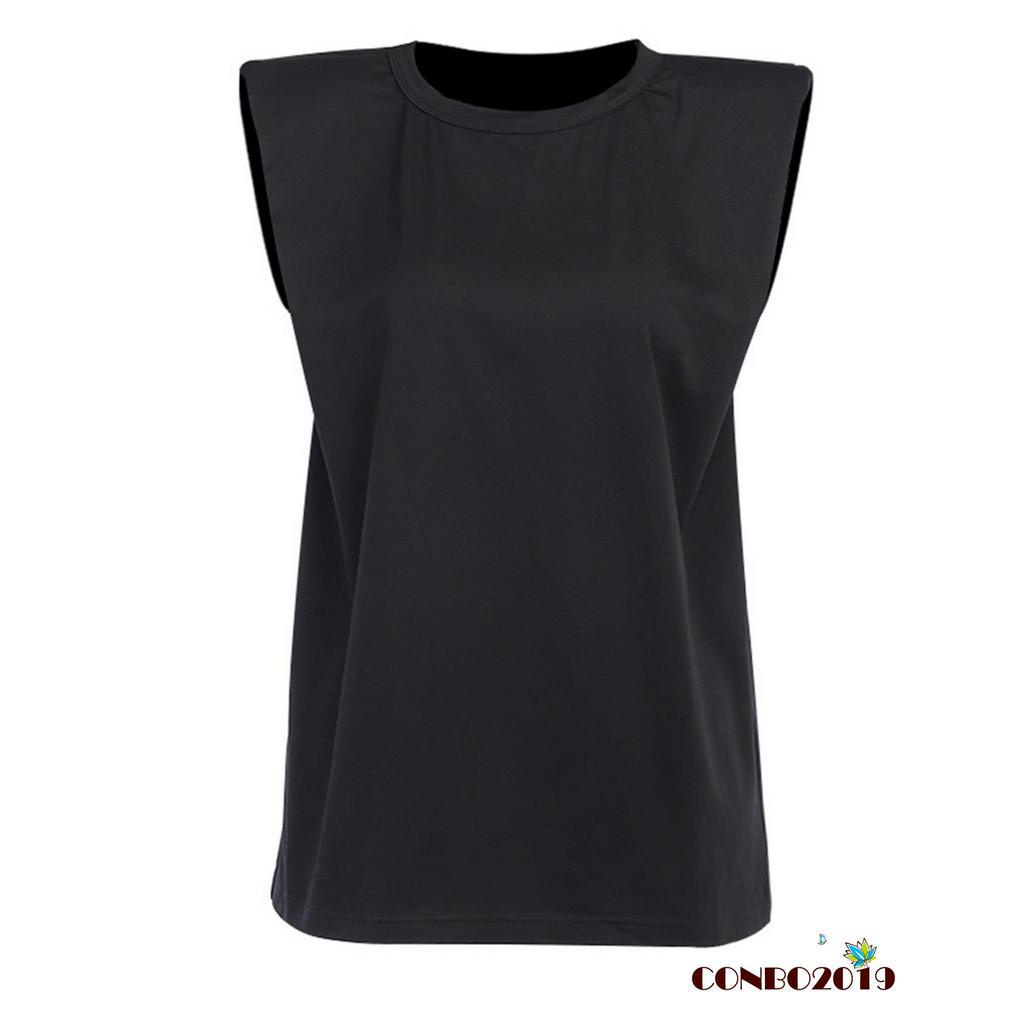 Áo Thun Không Tay Cổ Tròn Màu Trơn Thời Trang Cho Nữ