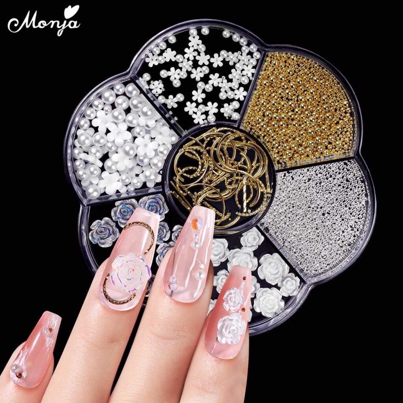 Cham hoa hồng khay tròn mix cham bi siêu đẹp